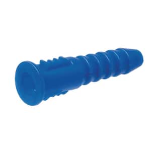 #10-12 x 1-1/4 in. Blue Plastic Ribbed Plastic Anchor (75-Piece)