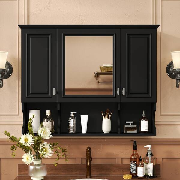 【ppp】3 Modern Black 35 in. W x 29 in. H Wall Mounted Bathroom Vanity