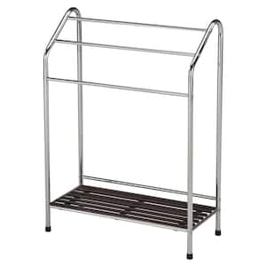 SignatureHome Chrome Finish Material Metal Towel Rack Stand With Number of Bars 3 Dimensions: 28"W x 11"L x 33"H
