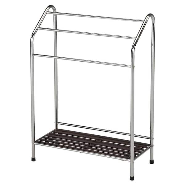 Signature Home SignatureHome Chrome Finish Material Metal Towel Rack Stand With Number of Bars 3 Dimensions: 28"W x 11"L x 33"H