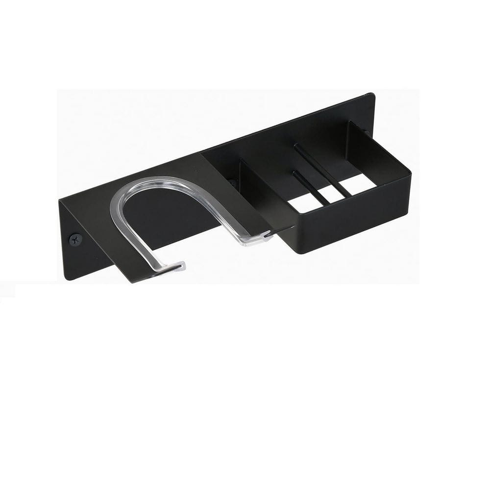 8.14 in. W Wall Mounted Hair Tool Organizer in Black, Adhesive or Drilling Stainless Steel Blow Dryer Holder price history on PriceWatchPro