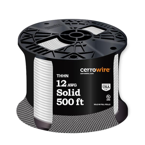 Cerrowire 500 ft. 12 Gauge White Stranded Copper THHN Wire 112-3652J - The  Home Depot