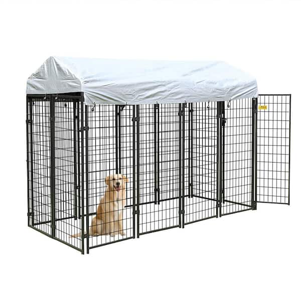 COZIWOW CW12R0479 6.9 ft. x 3.3 ft. x 5.6 ft. Metal Dog Pet Kennel Cage Pen with Roof Canopy Weatherproof - 1