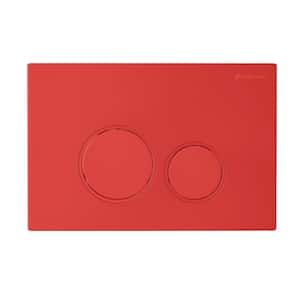 Wall Mount Dual Flush Actuator Plate with Round Push Buttons in Matte Red