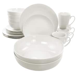 32-Piece Iris White Porcela in. Dinnerware and Serving Bowl Set (Service for 6)