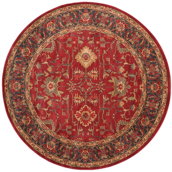 Mahal 5 ft. x 5 ft. Red/Navy Persian Round Rug