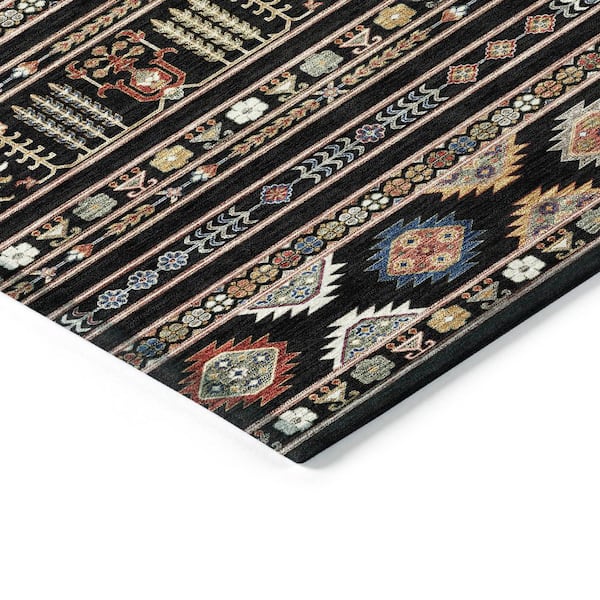 Chantille Machine Washable Indoor/Outdoor Abstract ACN2244 Black 8 ft. x 10 ft. Area Rug