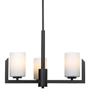 Verona 3-Light Black Chandelier with Frosted Glass Shades