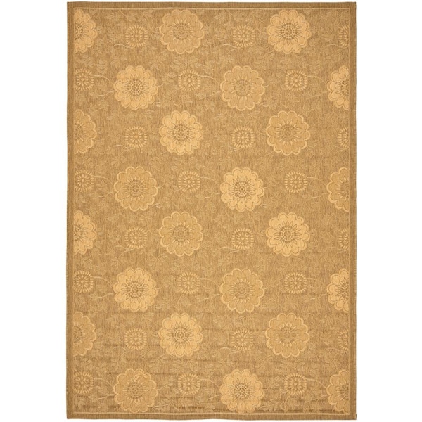 SAFAVIEH Courtyard Gold/Natural 5 ft. x 8 ft. Border Indoor/Outdoor Patio  Area Rug