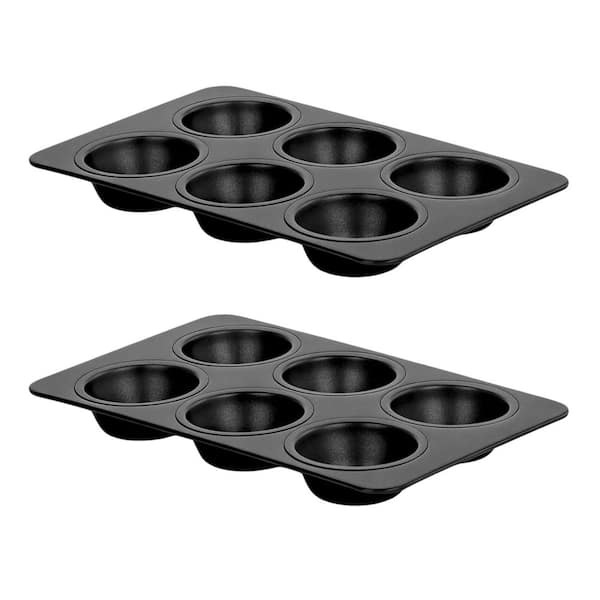 6-Piece Stainless Steel Nonstick Muffin Pan Set Metal Cupcake Tray for Baking Easy Release Oven Safe