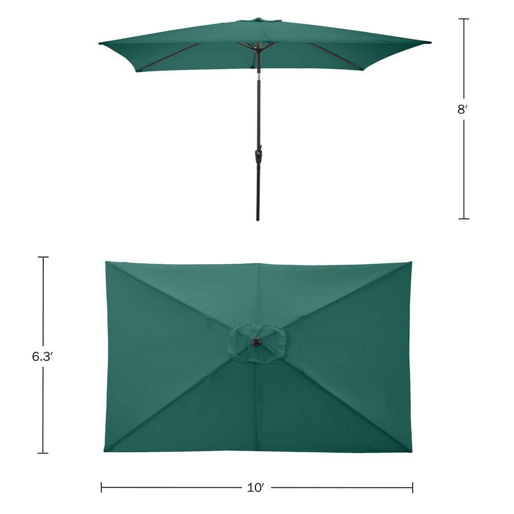 Hunter Green 10' Rectangular Steel Market Patio Umbrella