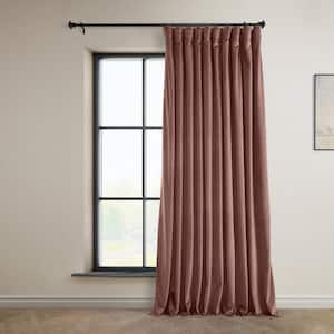 Wild Rose Pink Heritage Plush Velvet Extrawide Room Darkening Rod Pocket Curtain 100 in. W x 84 in. L (1 Panel)