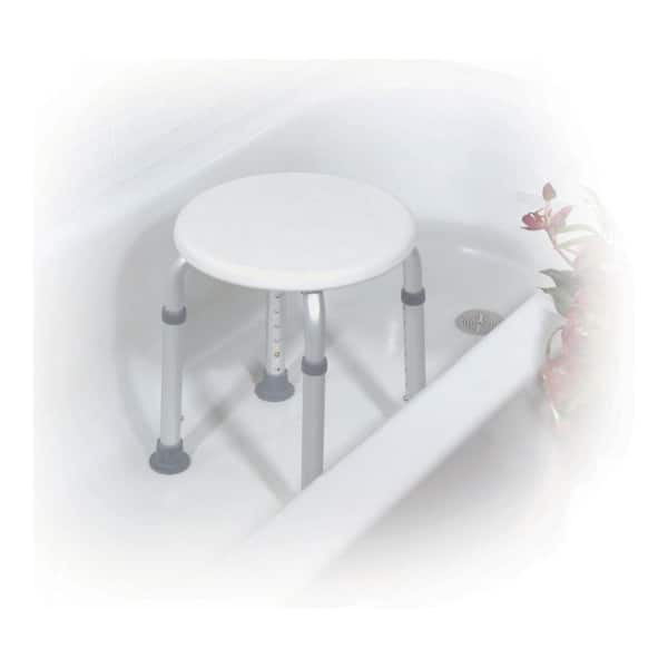 Adjustable Height Bath Stool in White