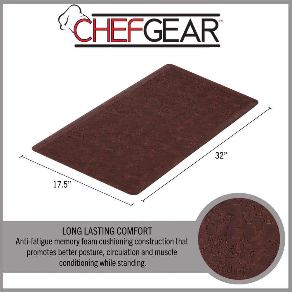 Marni Red Faux Leather Anti-Fatigue Kitchen Mat