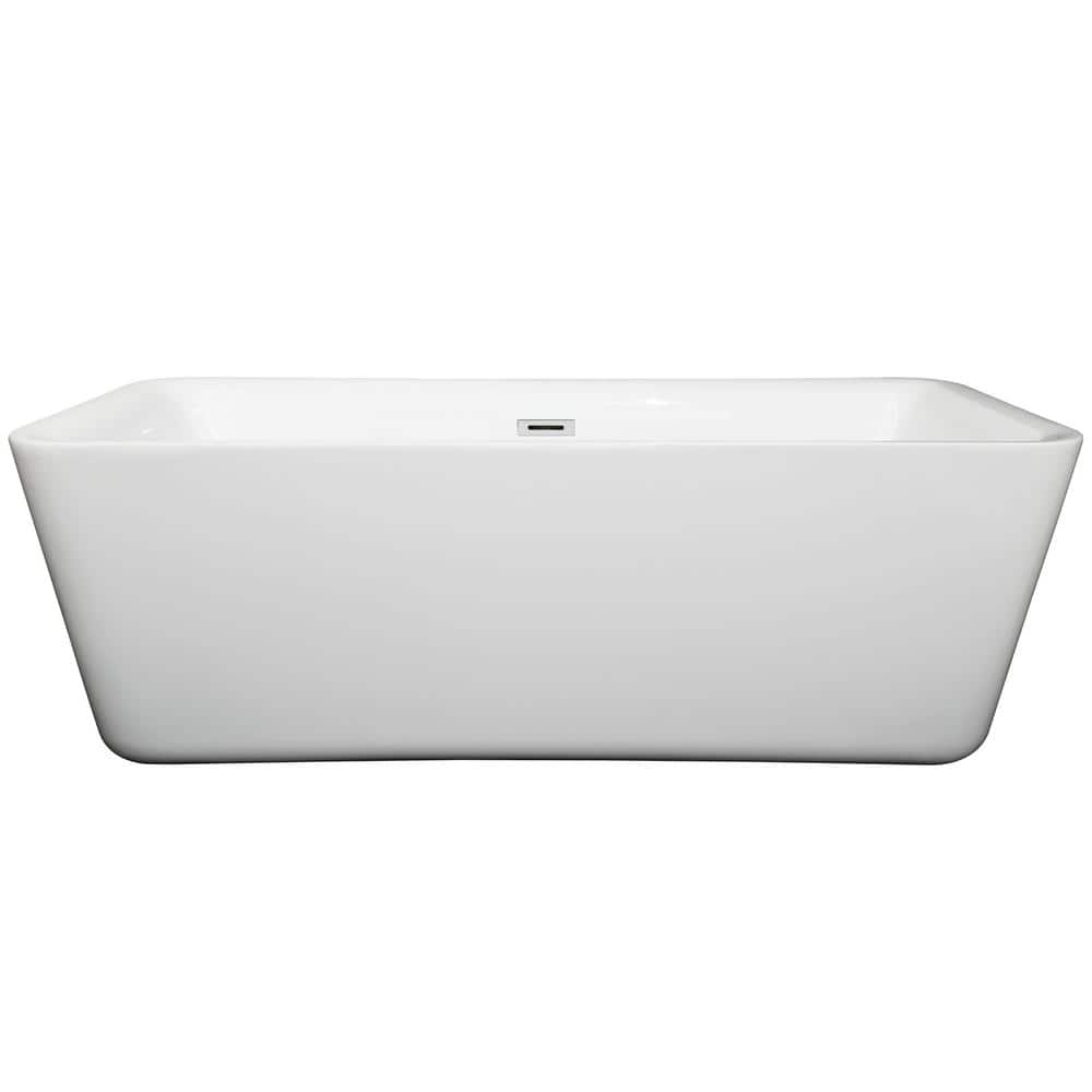Emily 69'' White Freestanding Acrylic Bathtub with Chrome Trim