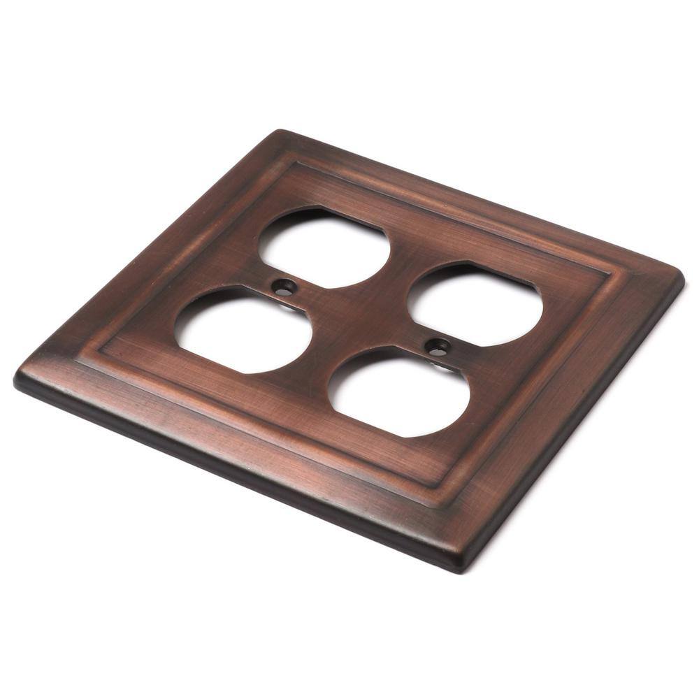 Vintage Bronze 2-Gang Metal Duplex Outlet Wall Plate