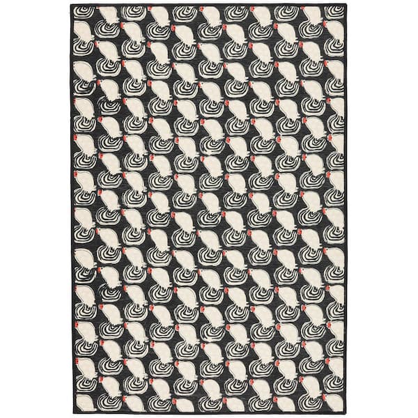 Cockadoodledoo Machine Washable Multi 3 ft. x 5 ft. Indoor Area Rug