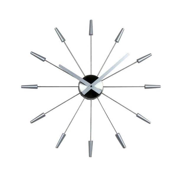 Nextime Daphne 23.60 in. Stainless Steel and Plastic Wall Clock-DISCONTINUED