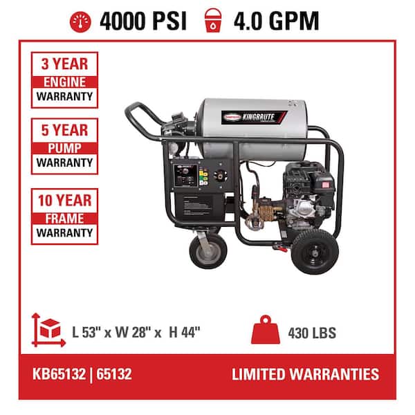 4000 PSI 4.0 GPM Hot Water Gas Pressure Washer with CRX420 Engine, Heavy-Duty Commercial Power Cleaner