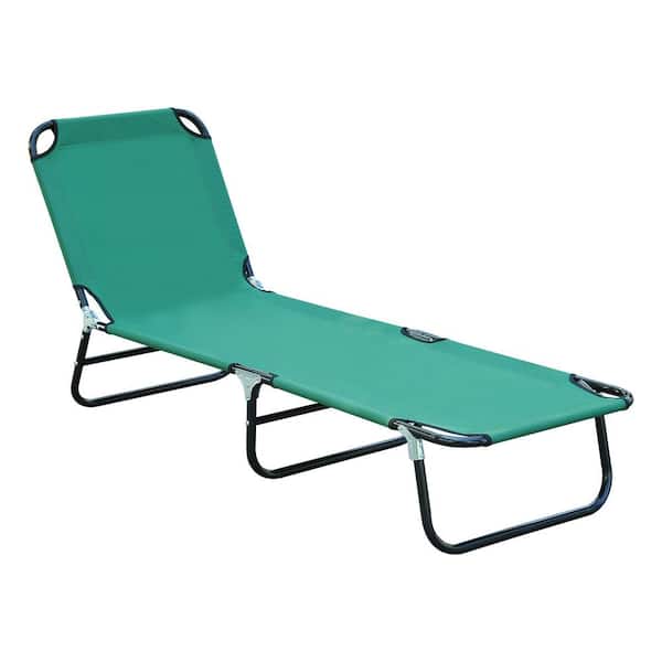 Sudzendf Green Metal Folding Outdoor Chaise Lounge with 5 Position Back Adjustment and Strong Oxford Fabric