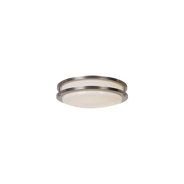 Monument 14.75 in. 1-Light Satin Nickel Flush Mount