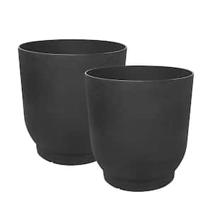 20 in. Florencia Black Indoor/Outdoor Recycled Rubber Large Round Planter, (2-pack)