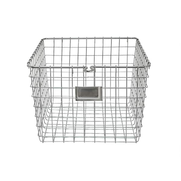 Spectrum Diversified Steel Wire Storage Basket Organizer for Closets,  Pantry, Kitchen, Garage, Bathroom and More, Small, Satin Nickel