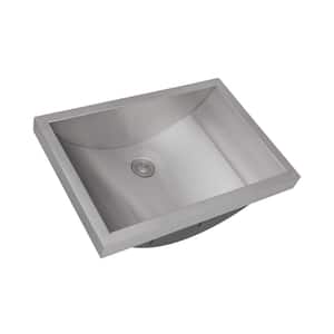 Ariaso 20 in . Sharp Corner Bathroom Sink in Gray Brushed Stainless Steel
