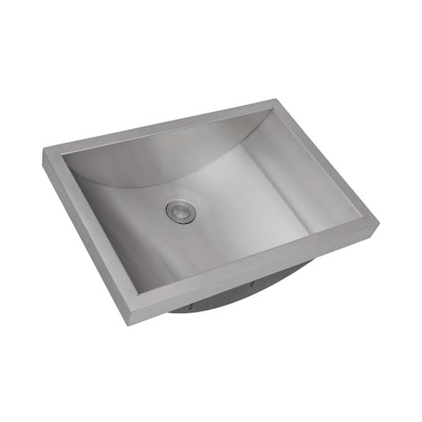 Ruvati Ariaso 20 in . Sharp Corner Bathroom Sink in Gray Brushed Stainless Steel