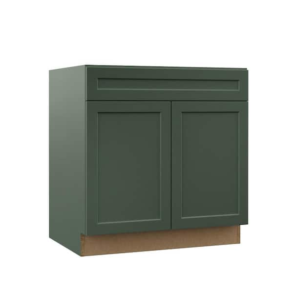 Hampton Bay Designer Series Melvern 33 in. W 24 in. D 34.5 in. H Assembled Shaker Base Kitchen Cabinet in Forest