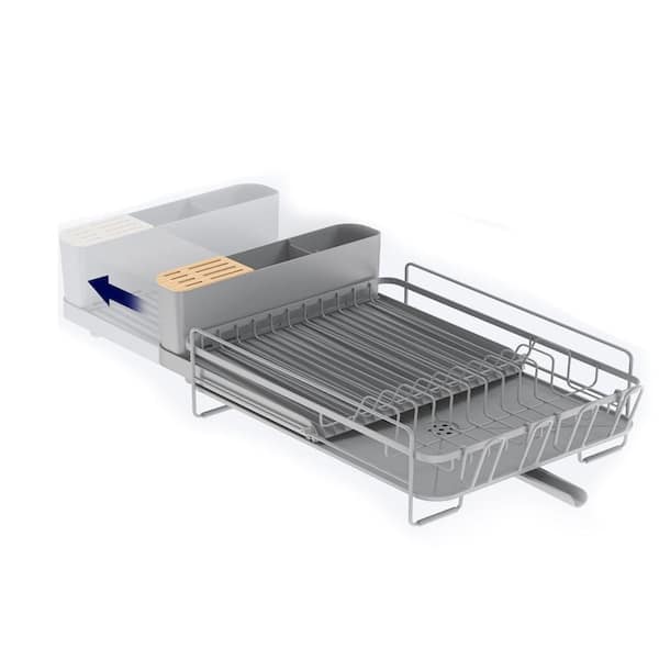 Lynzavix Extendable Dish Drying Rack w/ Cutlery Cup Holders