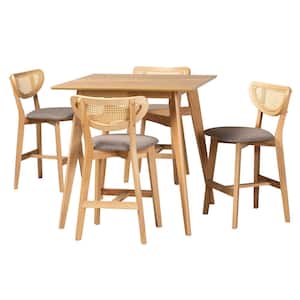 Dannell 5-Piece Grey and Natural Oak Bar Table Set