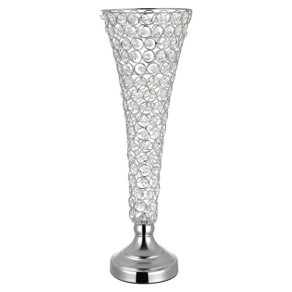 4 PCS Crystal Wedding Flower Vase, 20 in. Tall Flower Table Centerpieces, Crystal Cylinder Vases, Silver 2025 update
