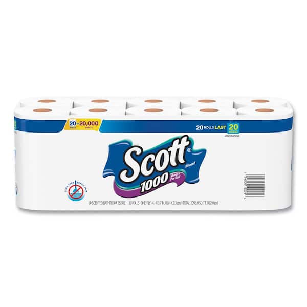 1-Ply Standard Roll Bathroom Tissue (20/Pack, 2 Packs/Carton)