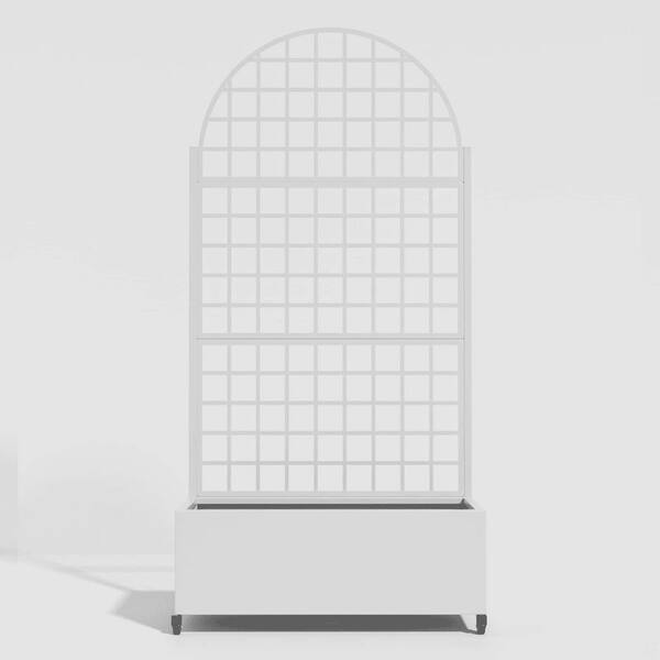 SpassWay 6 ft. H x 3 ft. W Metal Planter Box Privacy Screen Garden Bed with Trellis and Wheels-Black