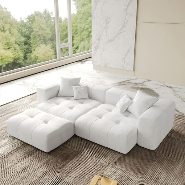 Magic Home 105 in. Oversized Square Arm Linen Rectangle Modular