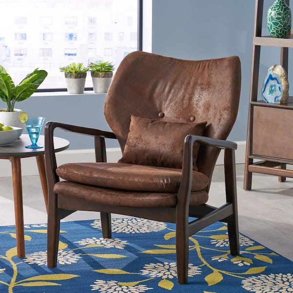 Haddie Mid-Century Modern Brown Microfiber Club Chair