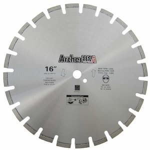 Archer Pro 16 in. T-Segmented Rim Diamond Saw Blades for Fast Asphalt Cutting and Green Concrete Cutting