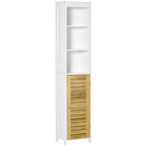13.75 in. W x 10.75 in. D x 67.25 in. H White MDF Free Standing Tall Bathroom Storage Wall Cabinet in White