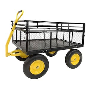 7.5 cu. ft. Heavy-Duty 1400 lbs. Capacity Steel Utility Metal Wagon Garden Cart with Removable Mesh Sides