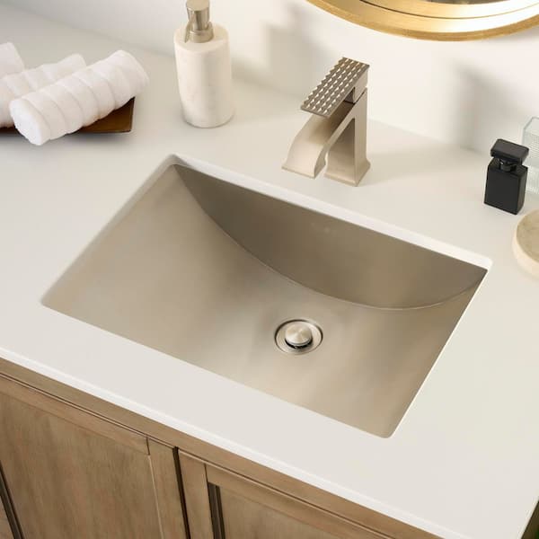 Ariaso 20 in. Undermount Rectangular 16-Gauge Brushed Stainless Steel Bathroom Sink