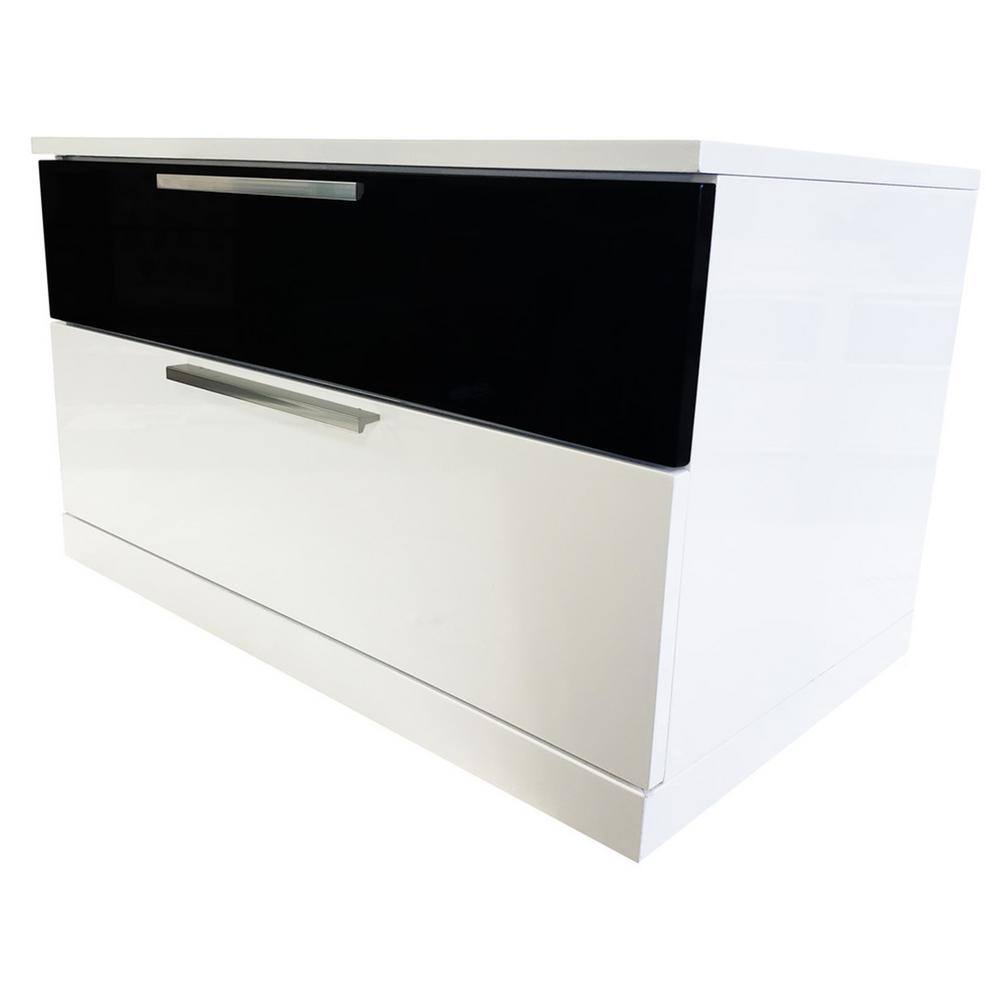 Bahamas Black & White Poplar Wood 2-Drawer Nightstand