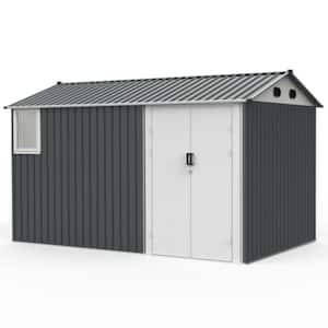 8 ft. x 12 ft. Metal Outdoor Storage Shed with Window, Floor Base, Air Vents and Double Hinged Door 96 sq. ft.