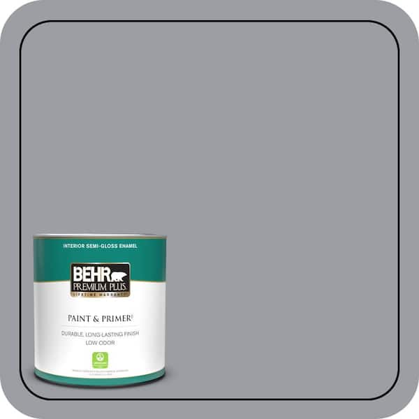 BEHR PREMIUM PLUS 1 qt. #760F-4 Down Pour Semi-Gloss Enamel Low Odor Interior Paint & Primer