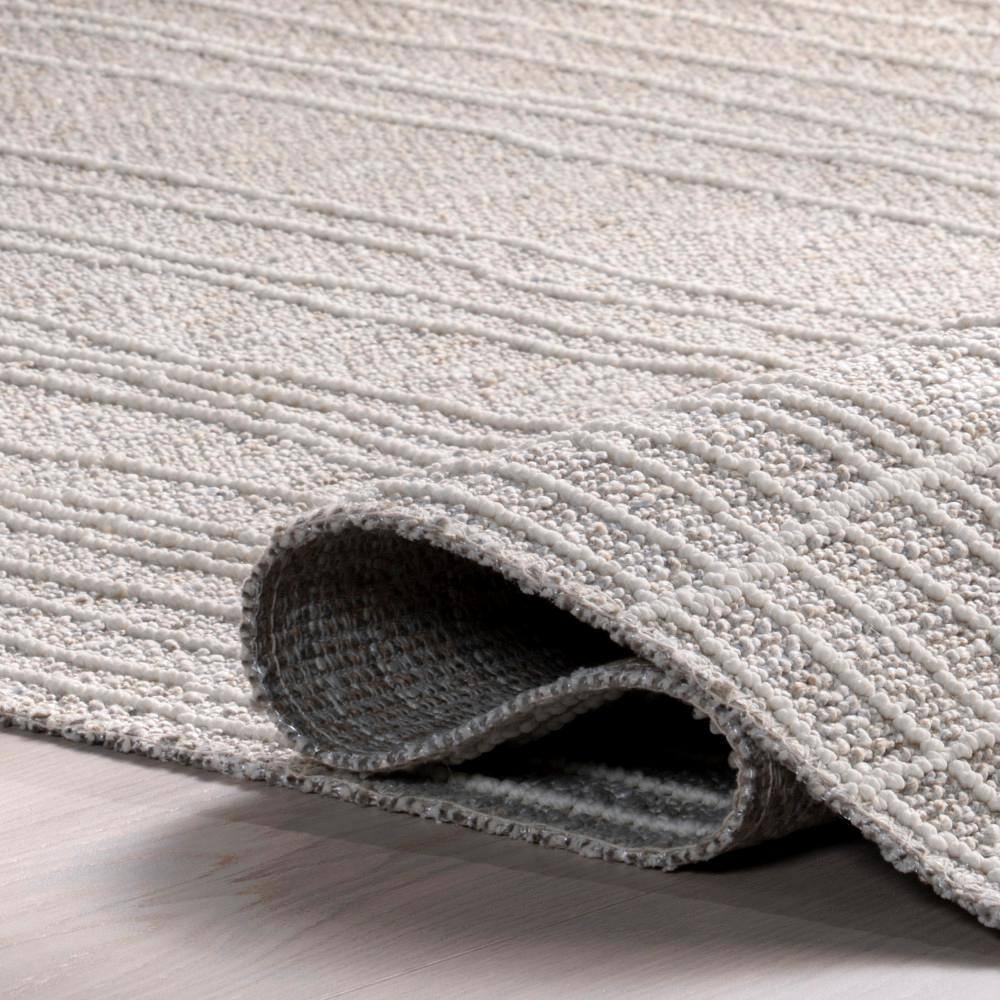 Cortney Beige and White Striped 4x6 Area Rug