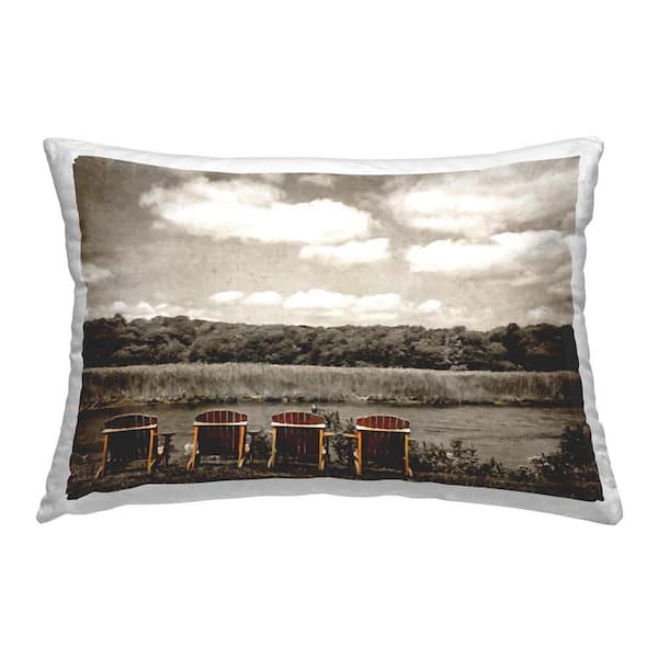 Stupell Industries Chairs Overlooking Nature Brown Print Polyester 14 in. x 20 in. Throw Pillow