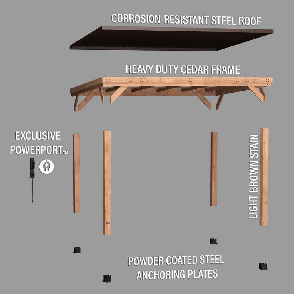 Arcadia 14'x12' Cedar Wood Gazebo with Galvanized Steel Roof