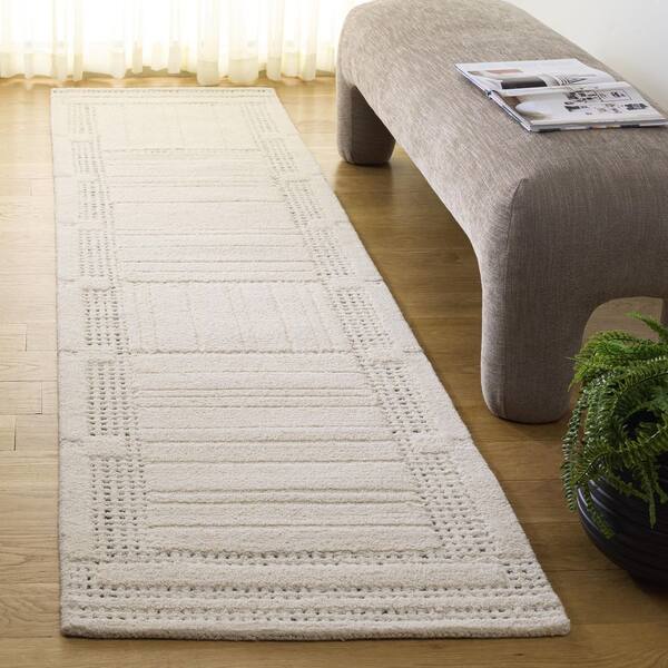 Harvest 2 ft. x 9 ft. Ivory Grid Runner Rug