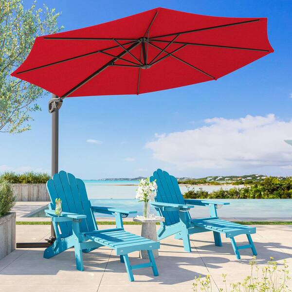 SANLUCE 10FT Cantilever Umbrella with Solution-Dyed Fabric, Luxury Shade with 360° Rotation in Red