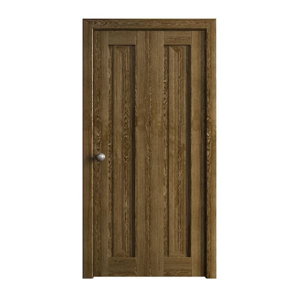 Assemble Required 60 in. x 84 in. Marble Oak Solid Wood Bi-Fold Doors with Hardware